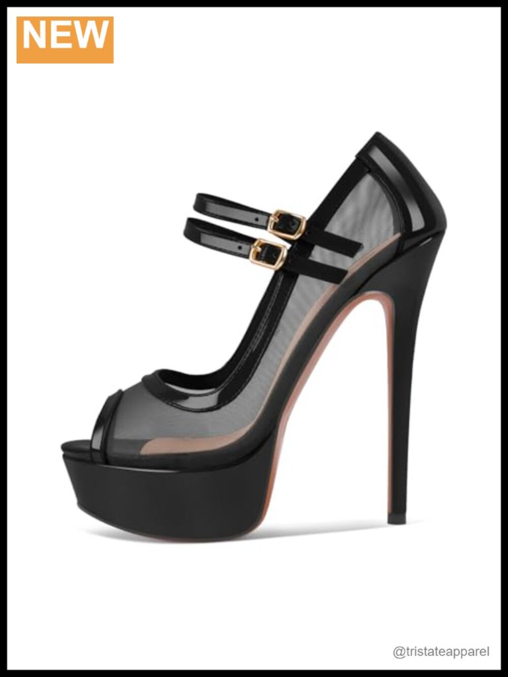 Handmade Platform Sandals Mesh Ankle Strap Stiletto Peep Toe High Heels